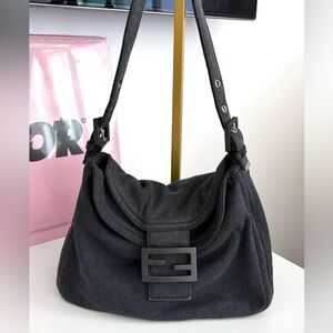 Fendi Grey Cotton Baguette